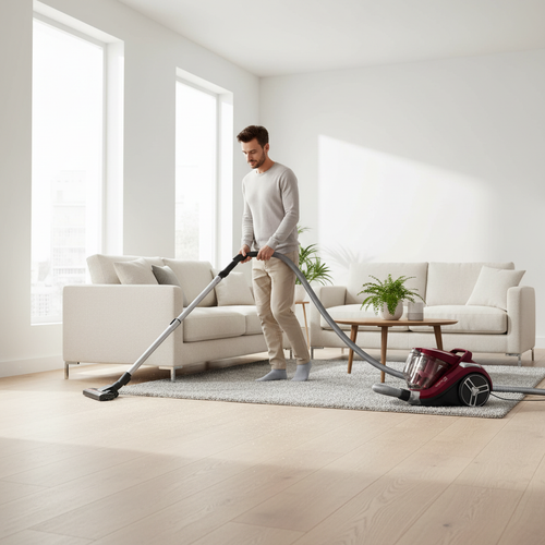 Photo lifestyle aspirateur rouge